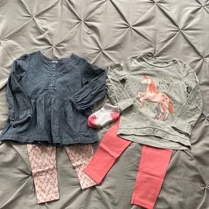 Girls size 3T Carters denim blouse with leggings sets